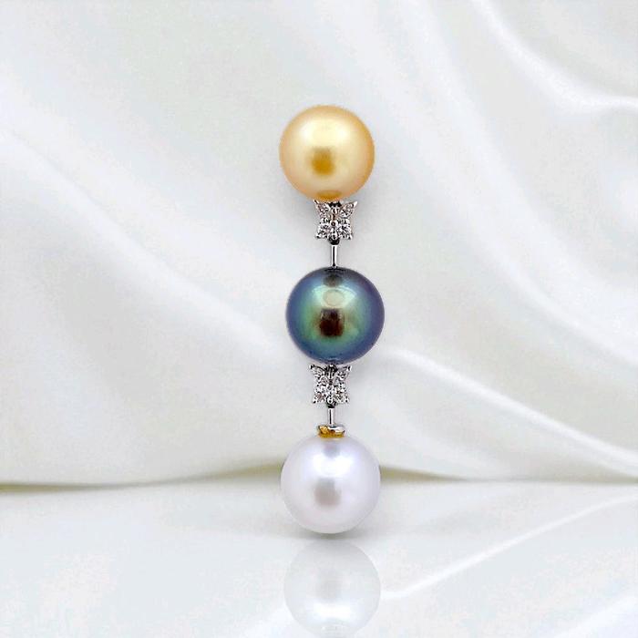 Liontin Tri Color Pearl Diamond 18K / Diamond Jewelry 11LMGT2409WP-HT