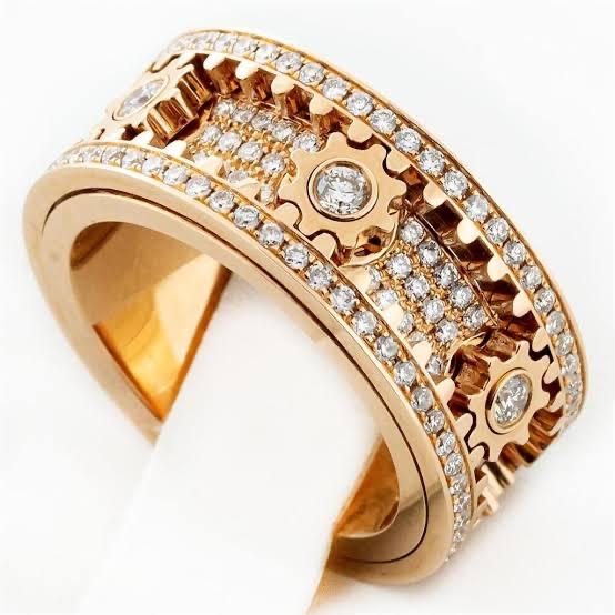 Diamond Spinning Gear Ring 18K Rose Gold-Diamond Jewelry