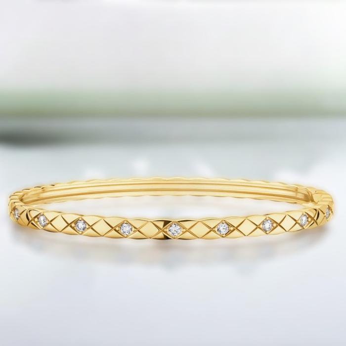 Quilt diamond bangle white gold 18k/gelang quilt emas putih  -Diamond Jewelry