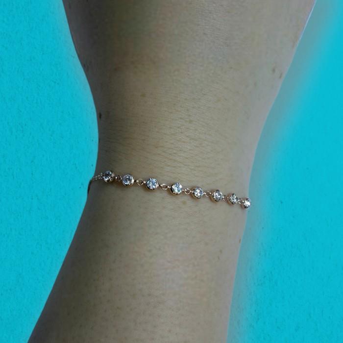 Dainty Bracelet 18K Gold And Sirkon -Diamond Jewelry-72GMS3WP-HT