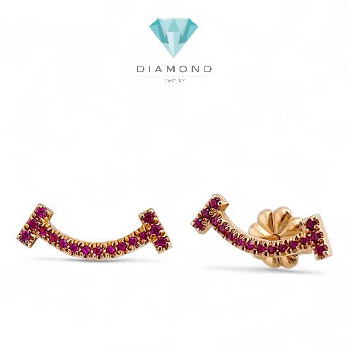 T Smile Pink Sapphire Earring 18K / Diamond Jewelry