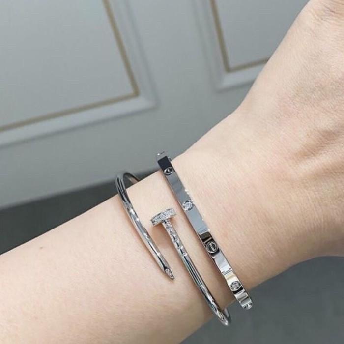 Diamond mini love bangle crt 18 krt rose gold-Diamond Jewelry