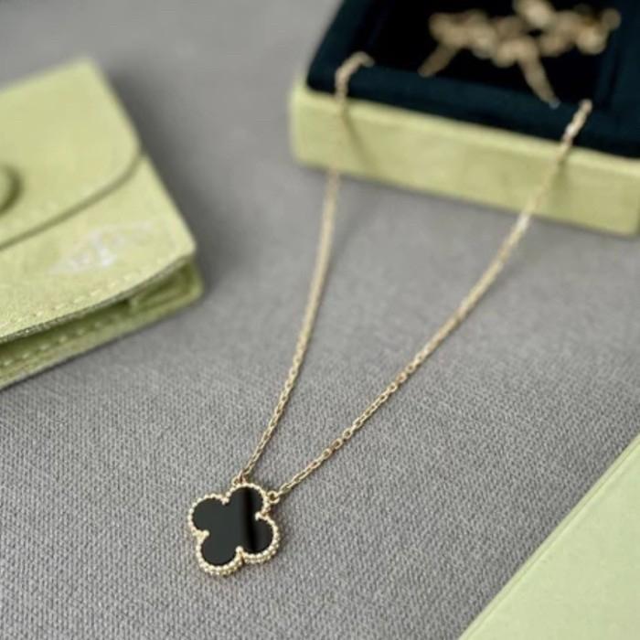 Clover Necklace/Earring Onyx 1 Clover/Kalung & Anting Emas Fashion 18K Diamond Jewelry-370KBD2000CHLS/262ABD742RY-HT