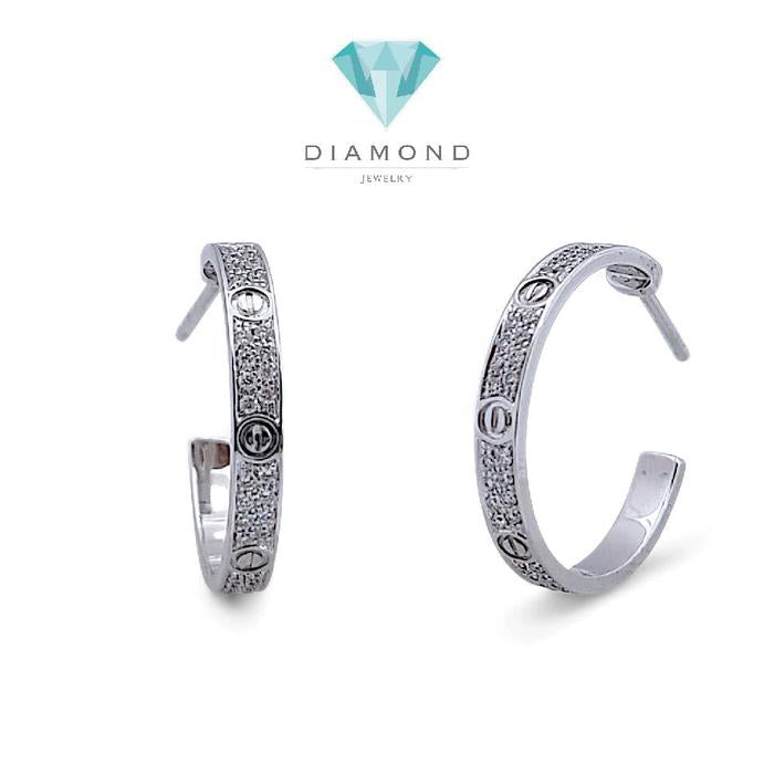 Pave Love Diamond Earring 18K / Anting Berlian Pave Love 18K / Diamond Jewelry 97ABD89000AB-HT
