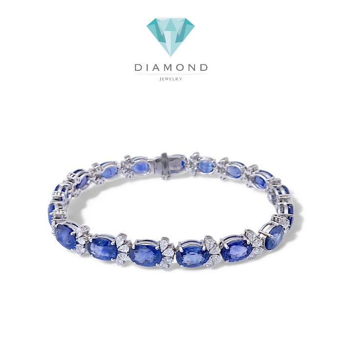 Blue Sapphire Tennis Bracelet 18K / Diamond Jewelry