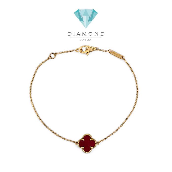 Sweet Clover Red Charnelian 18K Necklace/Bracelet/Earring/Kalung/Gelang/Anting Emas Fashion-Diamond Jewelry-398KBD2000LS/372ABD228RY/128GBD22000AB-HT