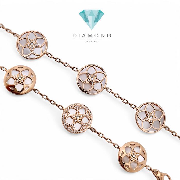 Flower MOP Diamond Bracelet 18K / Diamond Jewelry-99GBD179300AB-HT