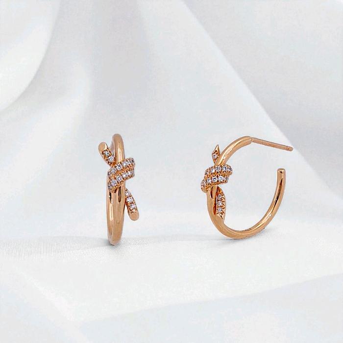 Knot Diamond Earring 18K / Anting Knot Berliam 18K / Diamond Jewelry 388ABD7000RY-HT