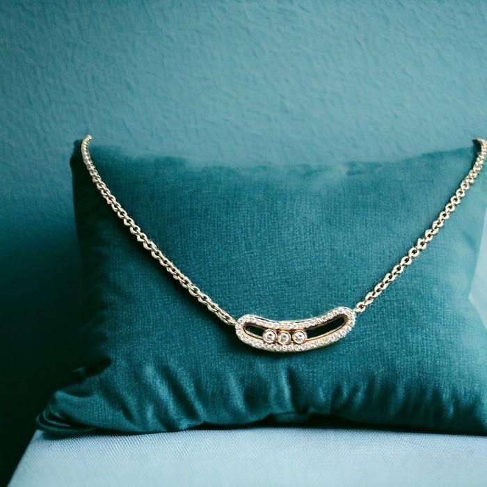 Diamond necklace movable sliding messika movable roundsmile 18k-Diamond Jewelry-18KB612LSWP