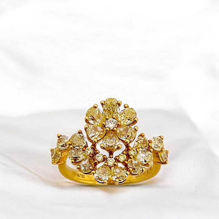 Flower Yellow Diamond Ring /Cincin Diamond 18K / Diamond Jewelry/Cincin Emas Berlian-19BCKV4835WP-HT