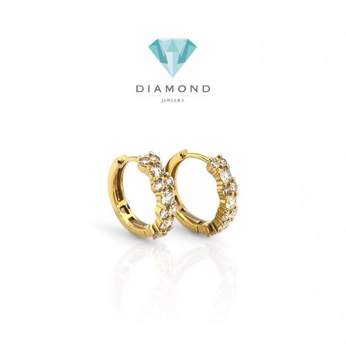 Anting Berlian Hoop zigzag Yellow Gold 18k-Diamond Jewelry