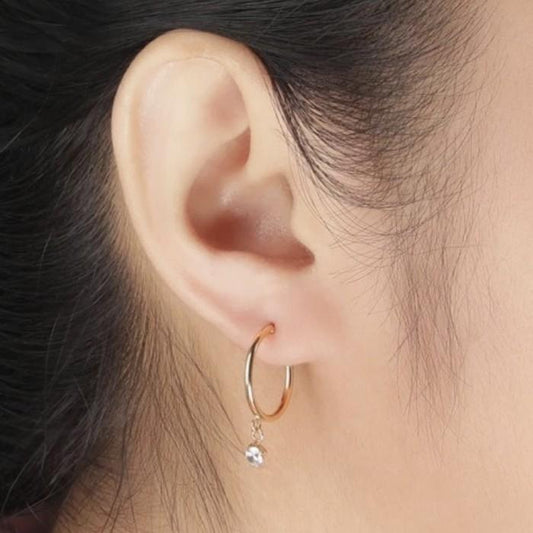 Anting emas klep sole gantung 18k-Diamond Jewelry