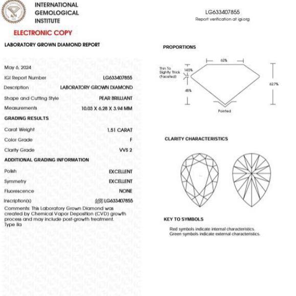 Pearshape Lab Grown Diamond Earring 3CT  18K- Elsy Jewelry