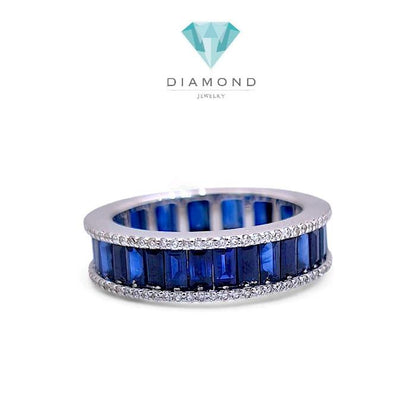 Blue Sapphire Full Diamond Ring 18K / Cincin Blue Sapphire Full Berlian / Diamond Jewelry-1BA543SDNEW-HT