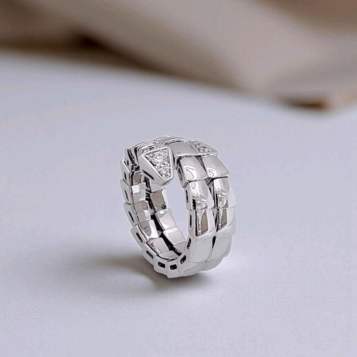 Ulo Serpenti White Diamond Ring 18K / Cincin Ulo Serpenti Emas Putih 18K / Diamond Jewelry-HT-397CBD13000RY-HT