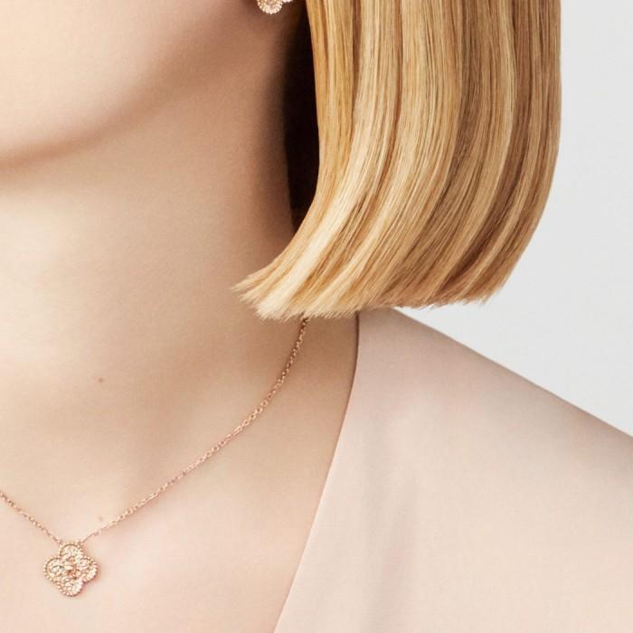 Clover Gold Necklace & Earring Vintage 18K-Diamond Jewelry-268ABD905RY-401KBD523RY-HT