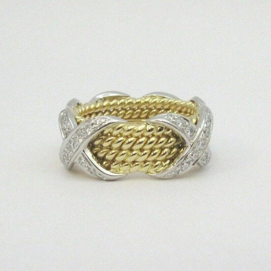 Vintage Diamond Ring cross x 18K Diamond Jewelry