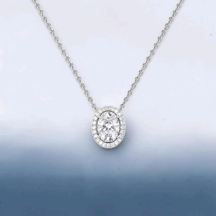 Oval Pendant Diamond 18K / Liontin Diamond Oval 18K / Diamond Jewelry / 2LBGT1240WPLS