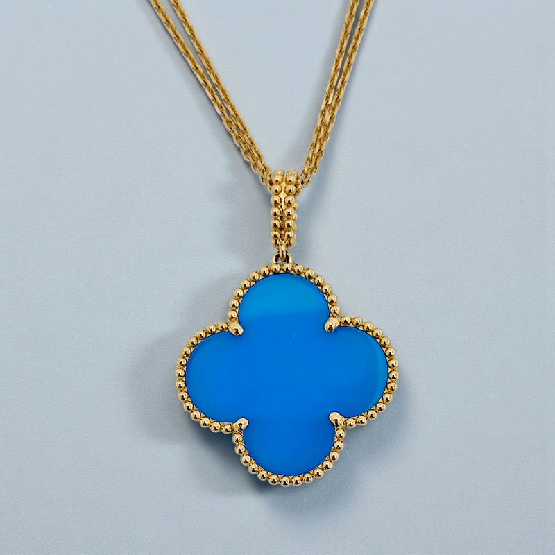 Magic Clover Turquoise Necklace 18K / Kalung Magic Clover Turquoise 18K / Diamond Jewelry 118KBD110000AB-HT
