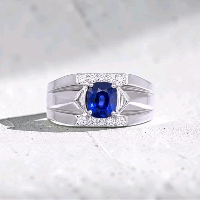 Blue Sapphire Diamond Ring 18K / Cincin Berlian Blue Sapphire 18K / Diamond Jewelry / SR0054722