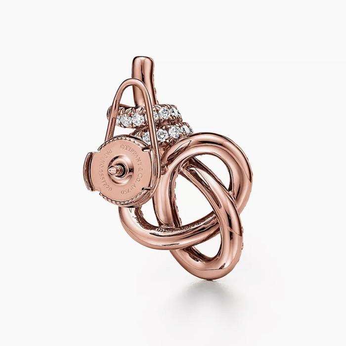 Knot diamond rose gold 18k earring-Diamond Jewelry
