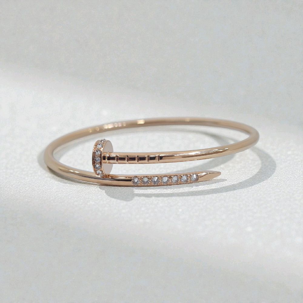 Reverse Set Diamond Nail Bangle 18K / Gelang Paku Diamond  full ujung berlian18K / Diamond Jewelry / 435GBD15000RY