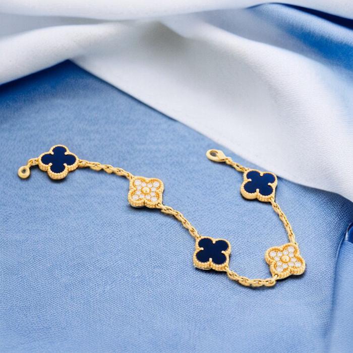 Clover blue diamond bracelet vc-Diamond Jewelry