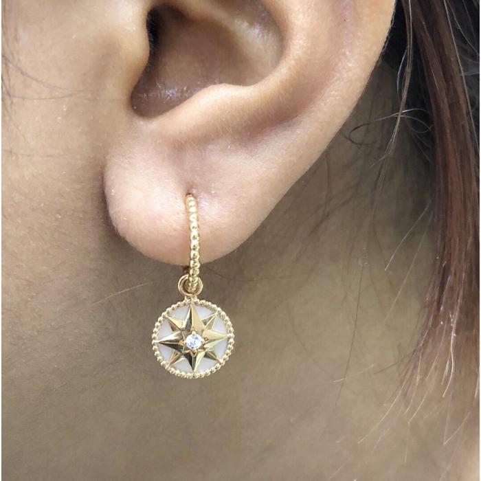 Star Lucky MOP Diamond Earring 18K / Diamond Jewelry-367ABD468RY-HT
