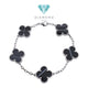 Clover Veined Onyx Bracelet  white gold 18K / Gelang Clover Veined Onyx 18K / Diamond Jewelry/ gelang clover emas putih veined onyx - 167GBD117000AB
