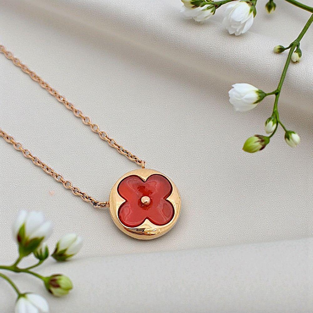 Blossom Charnelian Necklace 18K / Kalung Charnelian Blossom 18K / Diamond Jewelry 421KBD367RY - HT