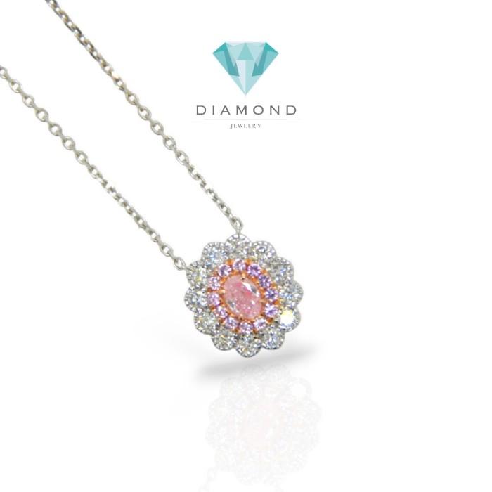Flower Pink Diamond Pendant Necklace 18K-Diamond Jewelry-386KB1560BMLS-HT