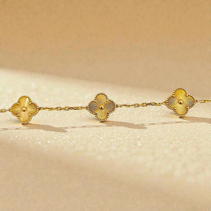 Gelang Bunga Clover Gold 18K 5 Motif Bunga Ukuran 15mm 13-15gr/ gold clover bracelet 18k - Vintage 15 mm