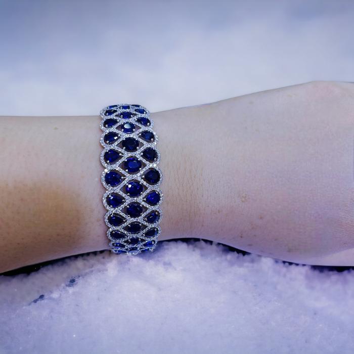 Sapphire Blue Royal Diamond Bangle-Diamond Jewelry
