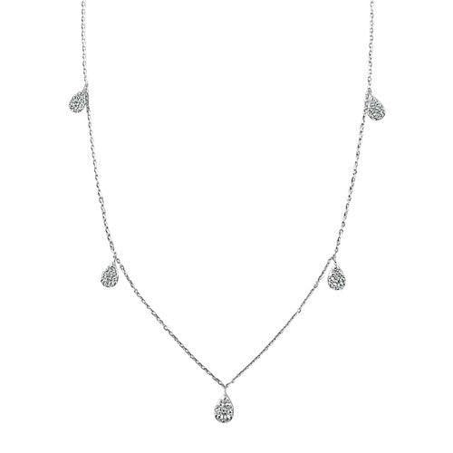 Pear Five Floating Diamond necklace 18k White gold