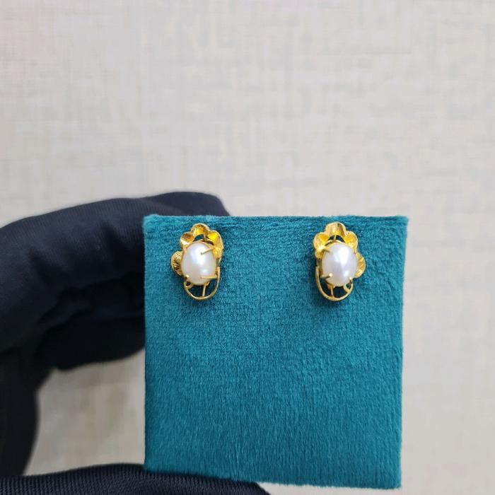 Anting Mas Mutiara 23K-Diamond Jewelry-319AMSWP3