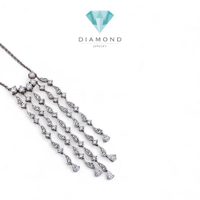 Long Diamond Necklace 18K / Diamond Jewelry