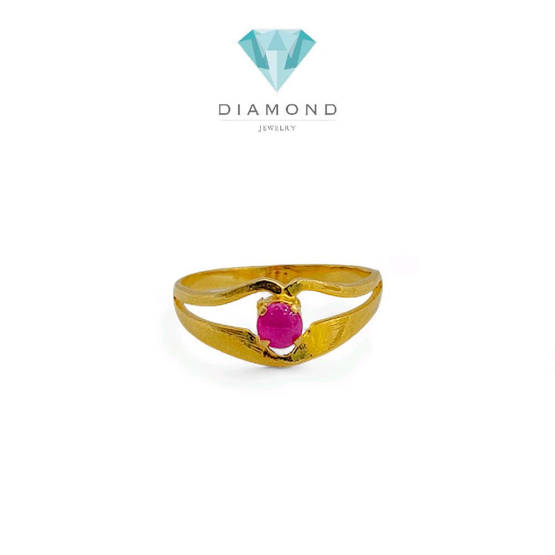 Pink Solitaire Gold Ring 23K / Cincin Emas Solitaire Pink 23K /121CMSWP3
