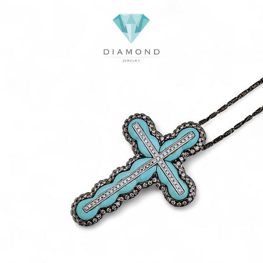 Liontin Cross Turqoise Diamond 18K / Diamond Jewelry