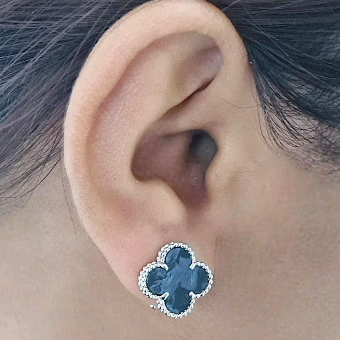 Clover Pietersite vintage Earring 18K / Diamond Jewelry