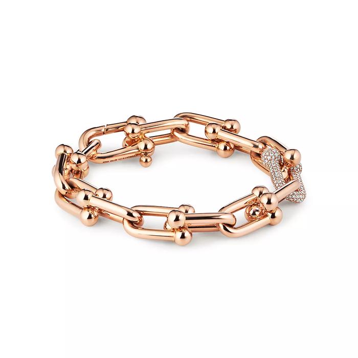 Hardware Large  diamond bracelet 18K rose gold-Diamond Jewelry