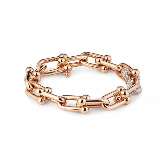 Hardware Large  diamond bracelet 18K rose gold-Diamond Jewelry