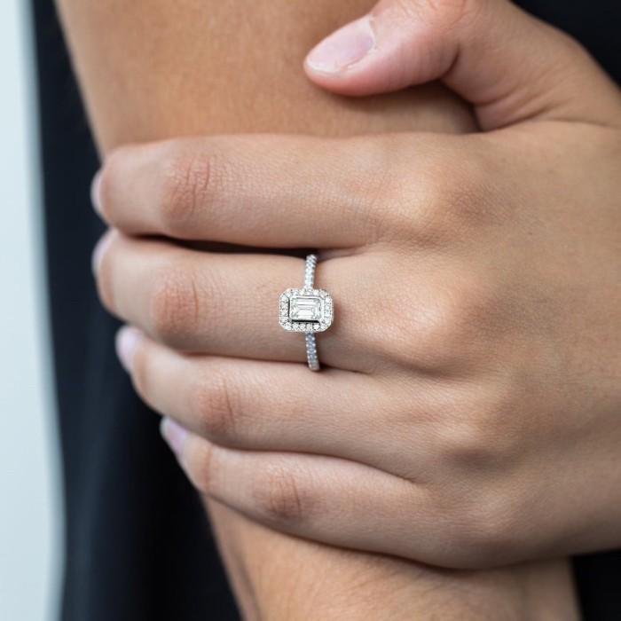 Emerald solitaire diamond ring halo 18k-Diamond Jewelry