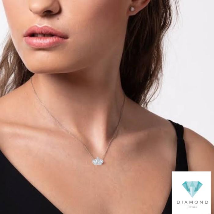 Crown Diamond Necklace 18K White Gold Diamond Jewelry-90LBM1100WPLS-HT