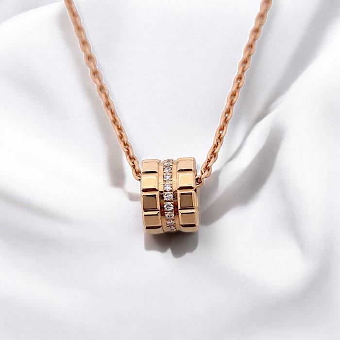 Ice Cube Diamond Chop Pendant Necklace 18K/Square Ice Cube Kalung Berlian / Diamond Jewelry-378KBD12000RY-HT