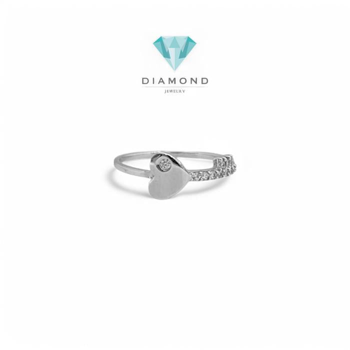 Cincin Mas Putih Model Heart Key 18K-Diamond Jewelry