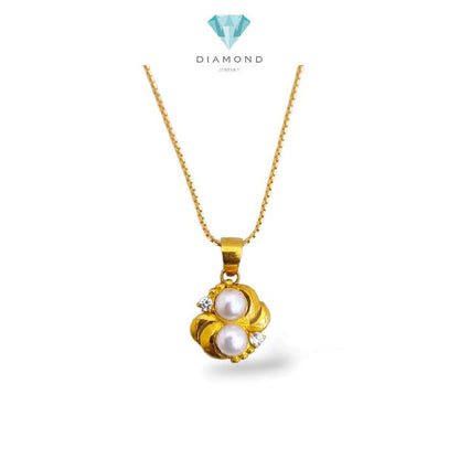 Duo Pearl Pendants 23K / Liontin mutiara ganda 23K / Diamond Jewely / 217LMSWP3