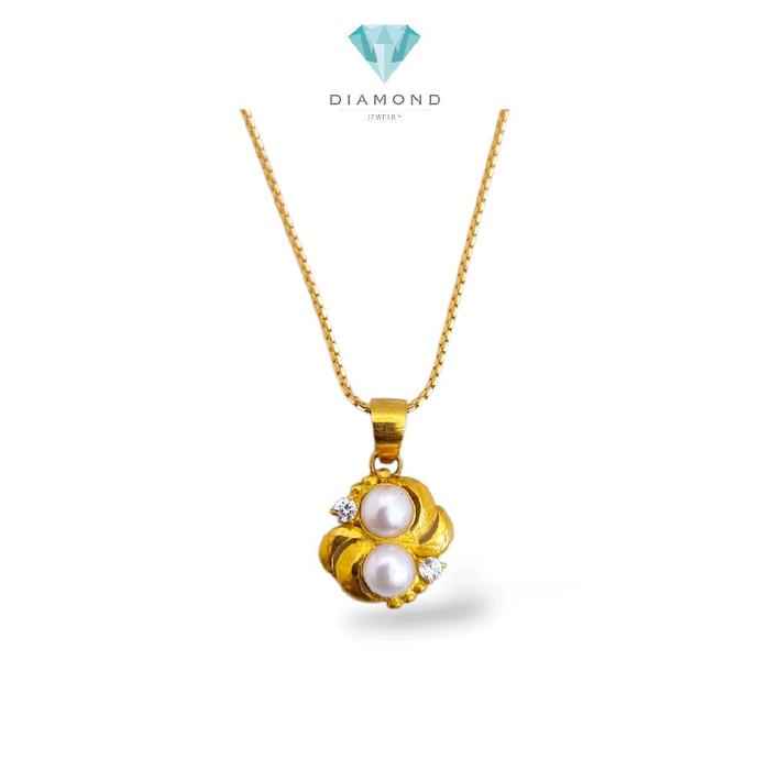 Duo Pearl Pendants 23K / Liontin mutiara ganda 23K / Diamond Jewely / 217LMSWP3