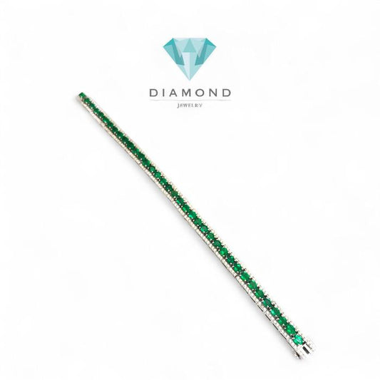 Diamond Emerald Bracelet tennis -gelang berlian tennis jamrud emerald keliling 18K