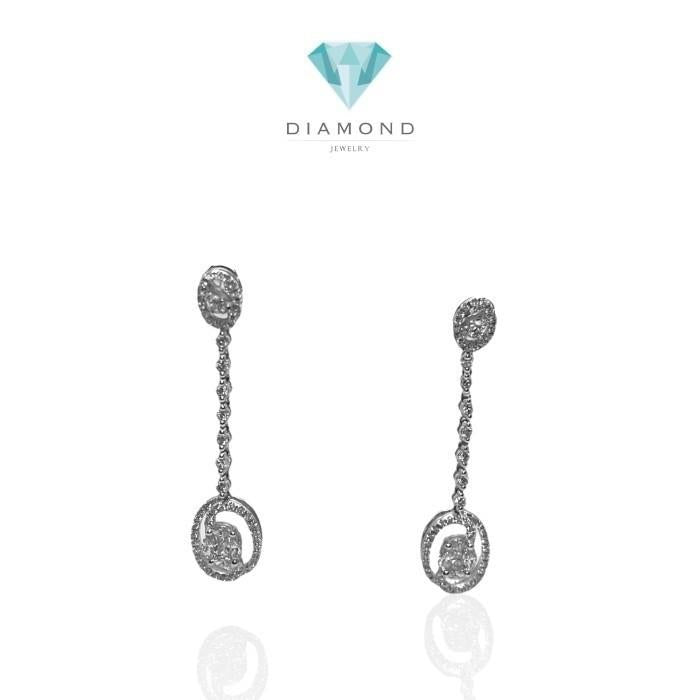 Long earring esperansa diamond 18k white gold-Diamond Jewelry