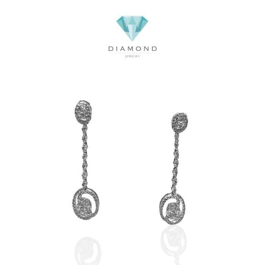 Long earring esperansa diamond 18k white gold-Diamond Jewelry